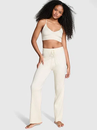 Pink Ribbed Knit Lounge Pants