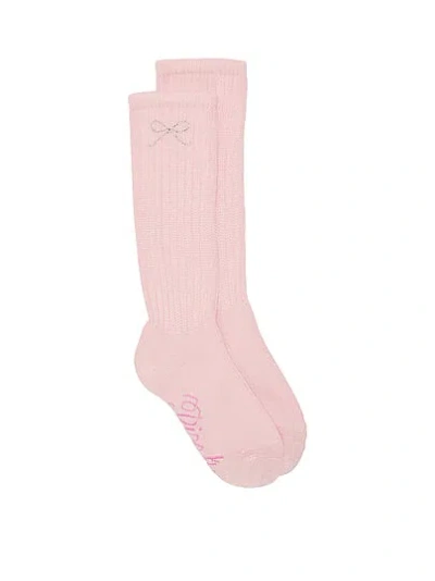 Pink Ribbed Slouch Socks In