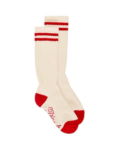 Pink Ribbed Slouch Socks In Neutral