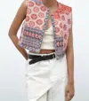 Pink Ripple Print Quilted Vest In Orange/pink