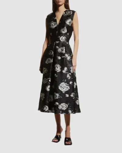 Pre-owned Pink Rose $1990 Lela Rose Women's Black Rose Fil Coupé A-line Midi Dress Size 8