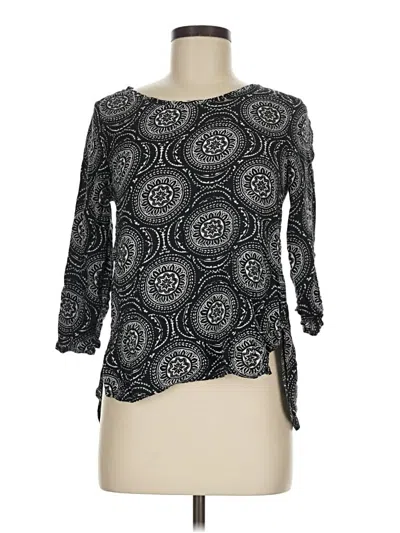 Pre-owned Pink Rose 3/4 Sleeve Blouse In Black