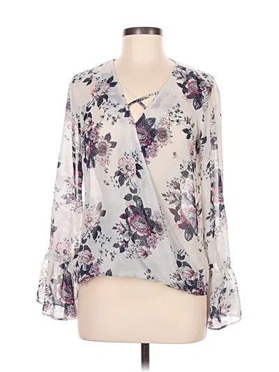 Pre-owned Pink Rose 3/4 Sleeve Blouse In Gray