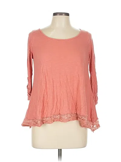 Pre-owned Pink Rose 3/4 Sleeve Top Pink Sweetheart Neckline Tops
