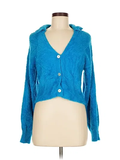 Pre-owned Pink Rose Cardigan Sweater In Blue