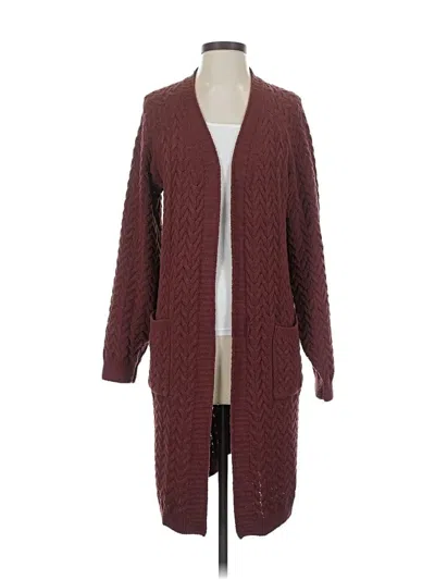 Pre-owned Pink Rose Cardigan Sweater In Burgundy