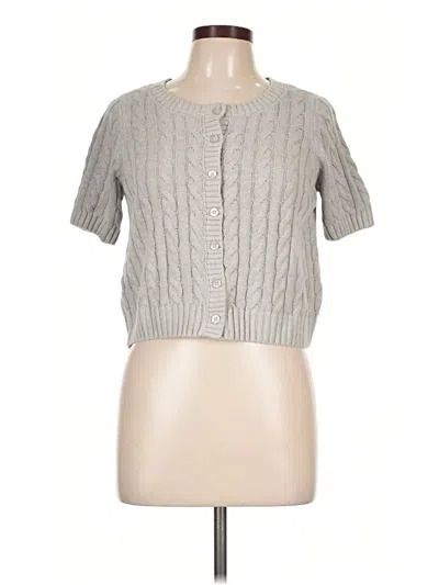 Pink Rose Cardigan Sweater In Gray
