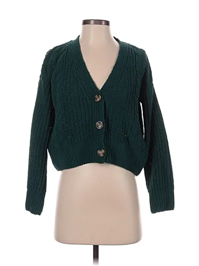 Pre-owned Pink Rose Cardigan Sweater In Green