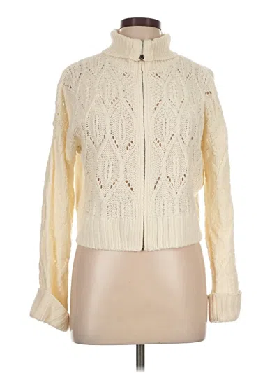 Pre-owned Pink Rose Cardigan Sweater In Ivory