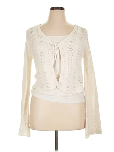 Pre-owned Pink Rose Cardigan Sweater In Ivory