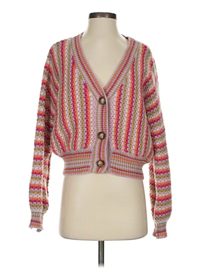 Pre-owned Pink Rose Cardigan Sweater In Pink