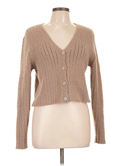 Pre-owned Pink Rose Cardigan Sweater In Tan