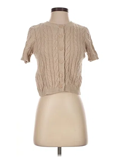Pre-owned Pink Rose Cardigan Sweater In Tan