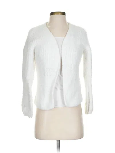 Pre-owned Pink Rose Cardigan Sweater In White
