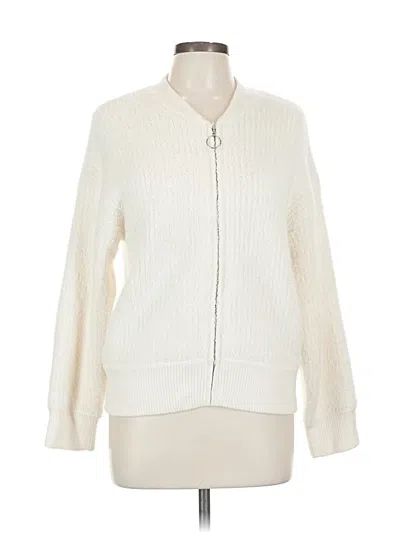 Pre-owned Pink Rose Cardigan Sweater In White