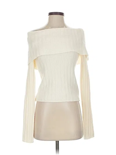 Pre-owned Pink Rose Cardigan Sweater In White