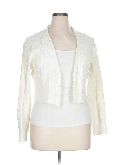 Pre-owned Pink Rose Cardigan Sweater In White