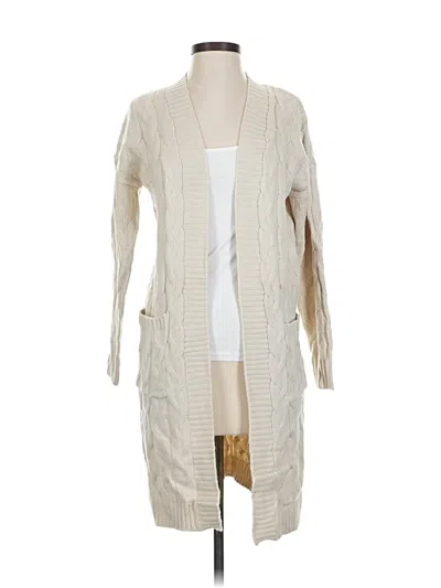 Pre-owned Pink Rose Cardigan Sweater In White