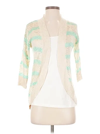 Pre-owned Pink Rose Cardigan Sweater In White