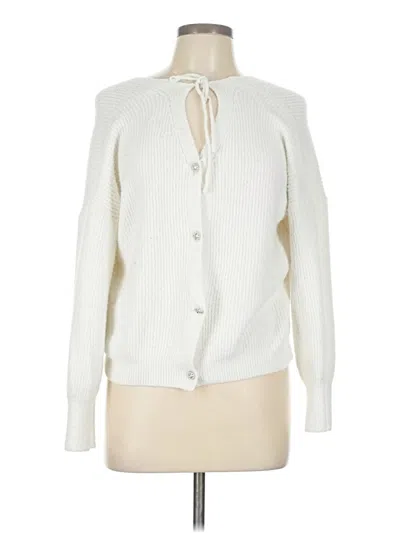 Pre-owned Pink Rose Cardigan Sweater In White