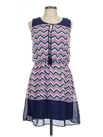 Pink Rose Casual Dress In Blue