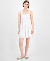 Pink Rose Juniors' Bubble-strap Tiered Mini Dress