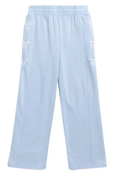 Pink Rose Kids' Bow Embroidered Wide Leg Pants In Blue
