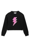 Pink Rose Kids' Bubble Sleeve Graphic Sweater In Black