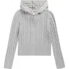 Pink Rose Kids' Cable Stitch Zip Hoodie In Gray