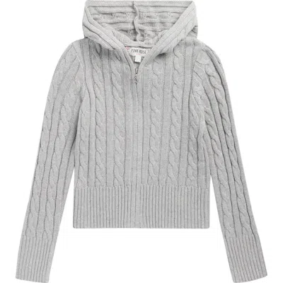 Pink Rose Kids' Cable Stitch Zip Hoodie In Gray