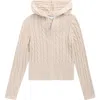 Pink Rose Kids' Cable Stitch Zip Hoodie In Neutral