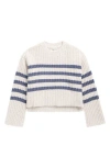Pink Rose Kids' Drop Shoulder Sweater In White