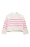 Pink Rose Kids' Drop Shoulder Sweater In White