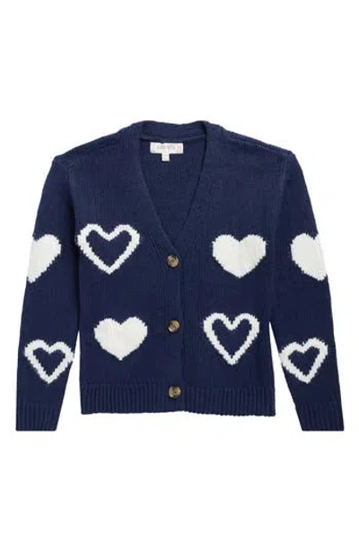 Pink Rose Kids' Heart Cardigan In Blue