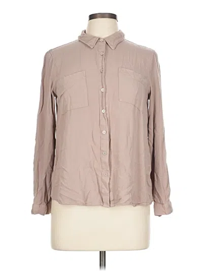 Pre-owned Pink Rose Long Sleeve Button Down Shirt In Brown