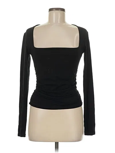 Pre-owned Pink Rose Long Sleeve Top Black One Shoulder Neckline Tops