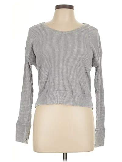 Pre-owned Pink Rose Long Sleeve Top Gray Crew Neck Tops