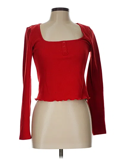 Pre-owned Pink Rose Long Sleeve Top Red Sweetheart Neckline Tops