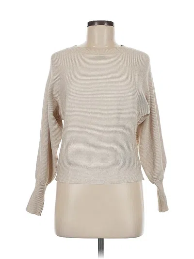 Pre-owned Pink Rose Long Sleeve Top Tan Boatneck Tops In Brown