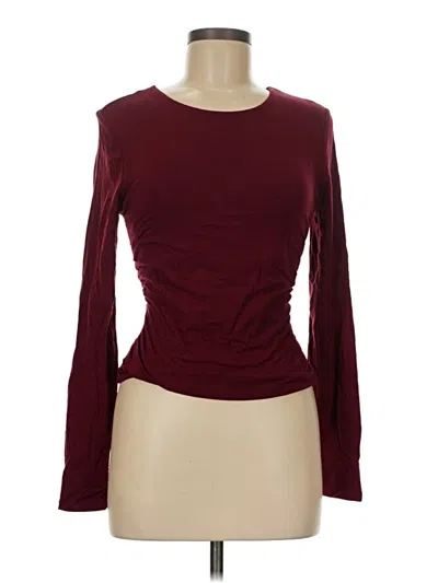 Pre-owned Pink Rose Long Sleeve T-shirt In Burgundy