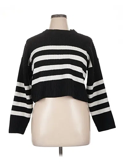 Pre-owned Pink Rose Pullover Sweater In Black
