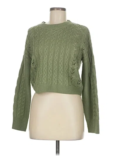 Pre-owned Pink Rose Pullover Sweater In Green