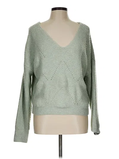 Pre-owned Pink Rose Pullover Sweater In Green