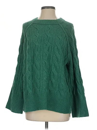 Pre-owned Pink Rose Pullover Sweater In Green