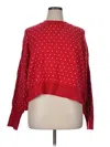 Pink Rose Pullover Sweater In Red