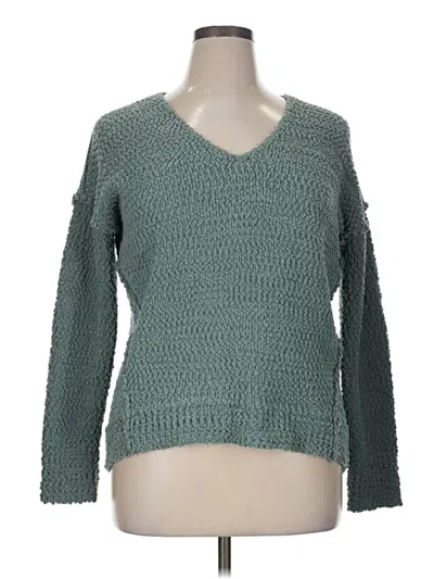 Pre-owned Pink Rose Pullover Sweater In Teal