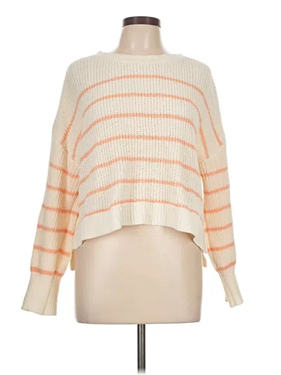 Pre-owned Pink Rose Pullover Sweater In White