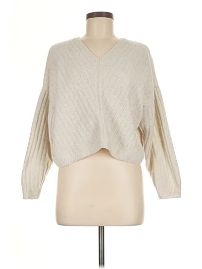 Pre-owned Pink Rose Pullover Sweater In White