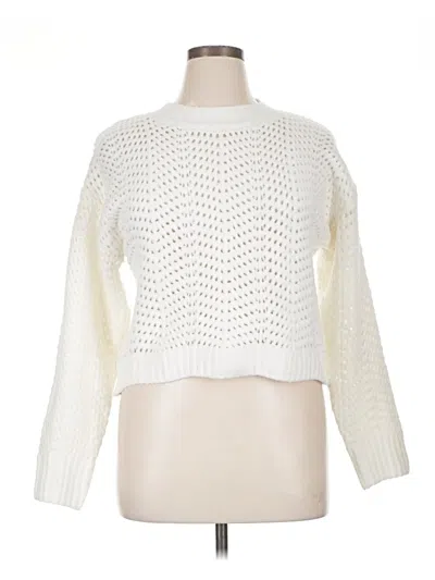 Pre-owned Pink Rose Pullover Sweater In White