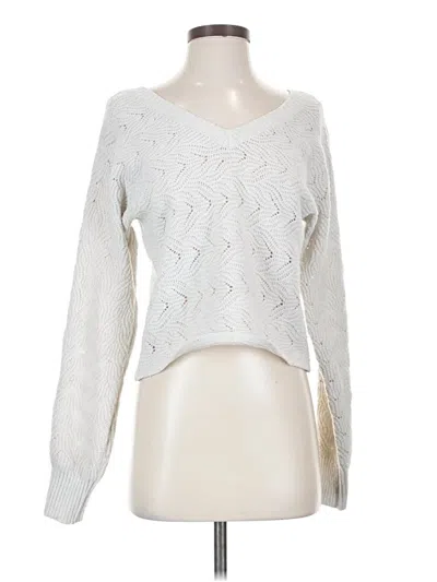 Pre-owned Pink Rose Pullover Sweater In White